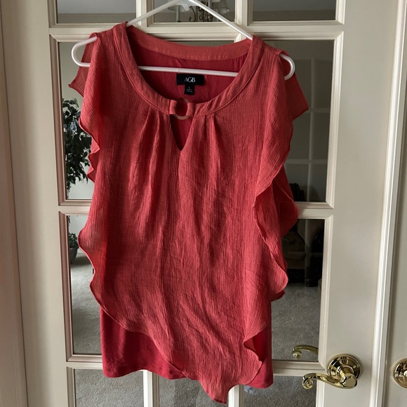 Sleeveless burnt orange top with overlay; includes a patterned infinity scarf - Picture 3 of 4